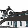 Historic Ancient Building Featuring Classic Roof Arched Windows And Stone Walls