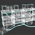 Multiple Black Computer Servers On Rack Shelves With Connected Cables