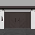 Stylish Modern Entrance Door with Diagonal Stripes Dark Brown Finish White Walls and Overhead Lintel
