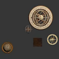 Vintage Decorative Astronomical Instruments With Globe Armillary Sphere And Wooden Box