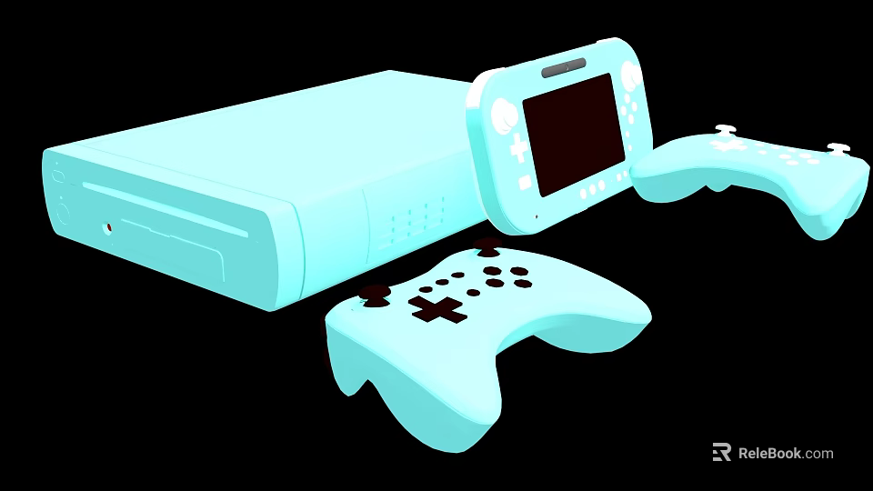Entertainment Electronics Game Console With Wireless Controllers And Portable Screen 3d model 