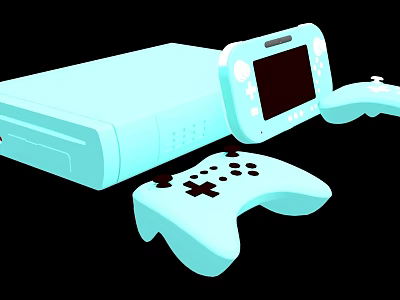 Entertainment Electronics Game Console With Wireless Controllers And Portable Screen 3d model
