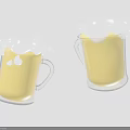 Two Transparent Mugs of Frothy Yellow Beverage with Overflowing White Foam