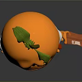 Anthropomorphic Orange Character With Sad Expression Wearing White Shirt Blue Shorts And Holding Box