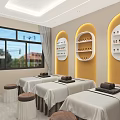 Elegant Modern Beauty Hair Salon Interior With Styling Chairs Mirrors And Product Shelves