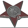 Red Star Silver Badge Decorative Ornament Set With Figure And Hammer Sickle Design