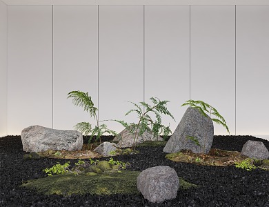 Indoor Landscaping Indoor Landscape Stone Fern Moss 3d model