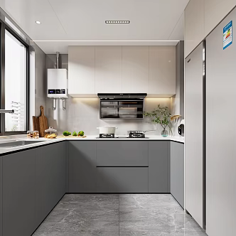 Black and white ash kitchen 3d model