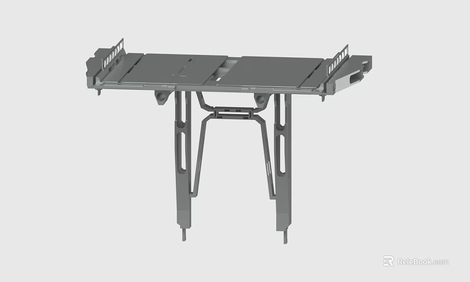Sturdy Metal Workbench with Foldable Legs and Side Tool Holders for DIY Tasks 3d model 