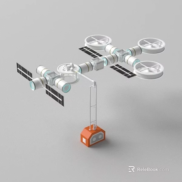 Kids Playground With Circular Structures Solar Panels And Orange Base Design 3d model