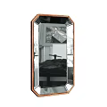 Decorative Octagonal Mirror with Wooden Frame and Reflective Surface for Home Interior