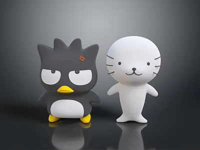 Game and Movie Characters Black Spiky With Yellow Feet Red Emblem White Seal Cat Eared 3d model