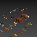 Diverse Cartoon Animal Collection Featuring Birds Mammals Reptiles And Small Pets