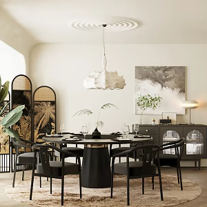 Middle Ancient Retro Home Restaurant Middle Ancient Style Restaurant Open Restaurant Retro Style Restaurant Middle Ancient Style Sideboard Middle Ancient Style Dining Table and Chair 3d model