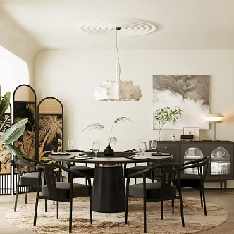 Middle Ancient Retro Home Restaurant Middle Ancient Style Restaurant Open Restaurant Retro Style Restaurant Middle Ancient Style Sideboard Middle Ancient Style Dining Table and Chair 3d model