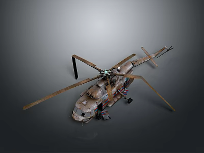Detailed Helicopter Model With Rotors Fuselage And Landing Gear Design 3d model