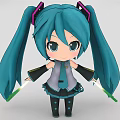Anime Style Game and Movie Character With Blue Long Ponytail Headphones and Glowing Items