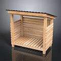 Outdoor Wooden Shed with Sloped Roof and Slatted Sides Floor