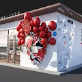 Shengzhou Yuepin Specialty Store With Glass Facade Red Balloons Interior Displays And Green Plants