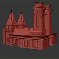 Ancient Stone Architecture With Pointed Towers Tall Windows And Arched Entrance