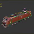 Red Electric Train Locomotive Featuring Pantograph On Top And Sleek Modern Design