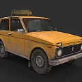 Vintage Yellow Off Road Vehicle With Roof Rack And Rugged Tires Old Fashioned Design