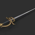 Medieval Decorative Sword With Golden Hilt Guard Black Handle And Sharp Blade Design