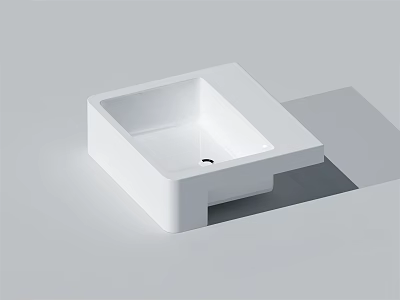White Square Modern Ceramic Washbasin With Minimalist Design And Smooth Surface 3d model
