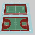 Indoor Badminton Court Facility With Adjacent Basketball Court And Lighting System