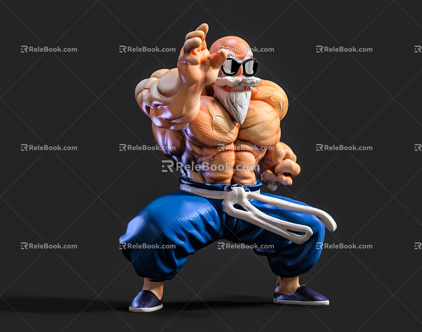 Hand-made Fairy Roshi Dragon Ball Sun Wukong Decorations Doll Doll Blind Box Teacher Muscle Five Days Teacher Dragon Ball Cartoon Ornaments 3d model