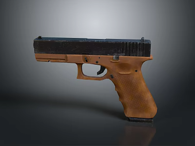 Modern Brown And Black Pistol With Wooden Grip And Metal Frame 3d model