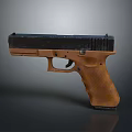 Modern Brown And Black Pistol With Wooden Grip And Metal Frame