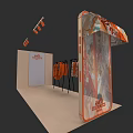 Red Berries Clothing Store With Display Racks And Canopy Shade Structure