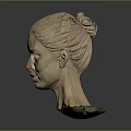 Classical Stone Head Sculpture With Detailed Facial Features And Carved Hair