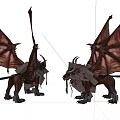 Game Movie Fantasy Creature Character With Leathery Wings Horns And Lion Like Body