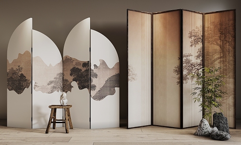 New Chinese-style screen partition 3d model