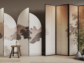 New Chinese-style screen partition 3d model