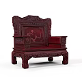 Traditional Chinese Armchair with Intricate Carved Patterns and Red Wood Design