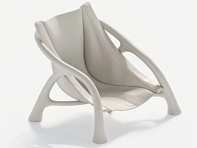 Modern Light Gray Leather Leisure Chair With Curved Frame And Sleek Design 3d model
