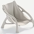 Modern Light Gray Leather Leisure Chair With Curved Frame And Sleek Design