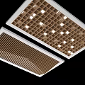 Modern Exhibition Hall Ceiling With Brown Grid Design And White Frame Embedded Lights 3d model