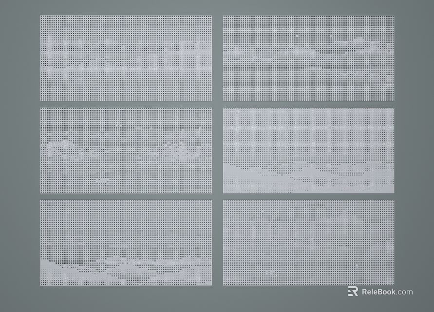Abstract Grid Art Pieces Featuring Wavy Patterns On Gray Background Panels 3d model 
