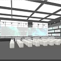 Modern Stage Interior Design With Dynamic Lighting Large Screen And Audience Seats 3d model