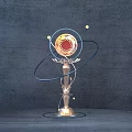 Divine Bird Themed Art Installation With Silver Base Gold Ornament And Blue Rings