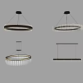 Stylish Modern Chandeliers With Circular Rectangular Metal Frames And Glass Elements 3d model