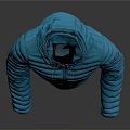 Blue Hooded Puffer Jacket With Lightweight Design Front Zipper And Logo
