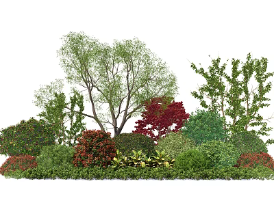 modern shrub ball plant combination shrub cluster 3d model
