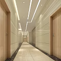 Modern Front Desk Reception Corridor With Marble Walls Wooden Doors And Ceiling Light Strips