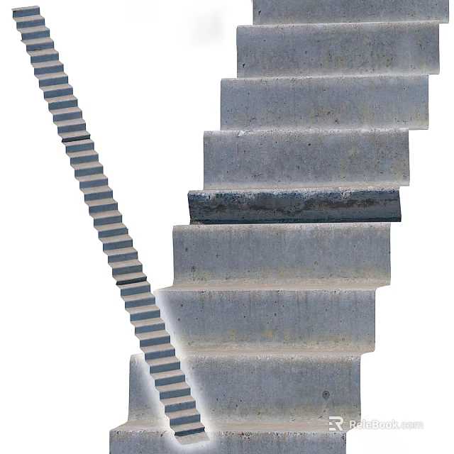 Concrete Staircase With Modern Steps And Industrial Design Structure 3d model 