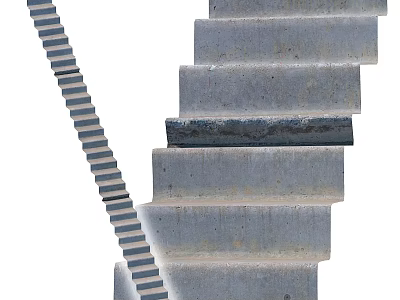 Concrete Staircase With Modern Steps And Industrial Design Structure 3d model